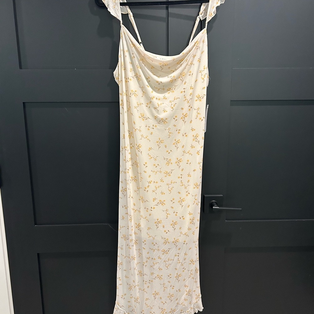 Kirious Los Angeles Yellow Floral Slip Maxi Dress Size L NWT 🌼